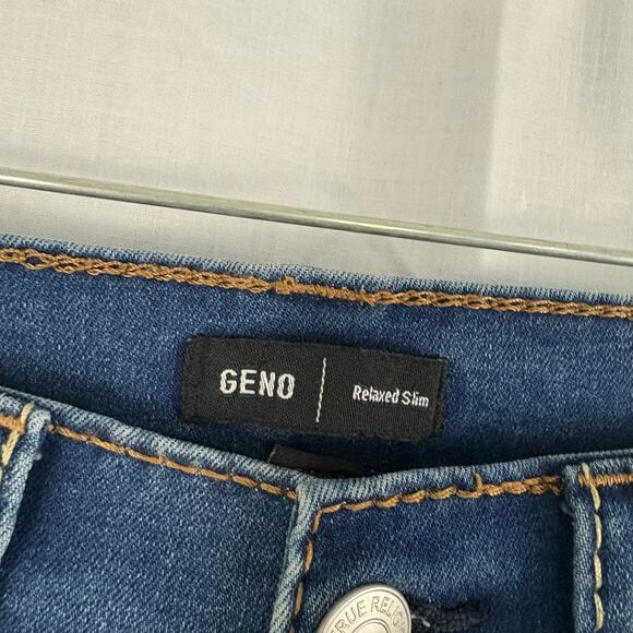 True Religion Jeans Mens W30 L34 Blue Geno Relaxed Slim Fit Distressed Denim - Picture 6 of 8